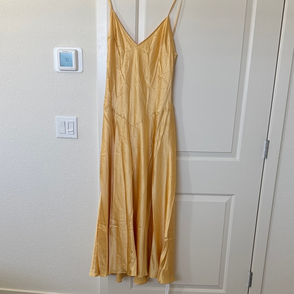 New with Tags Reformation Yellow Silk Strap Dress